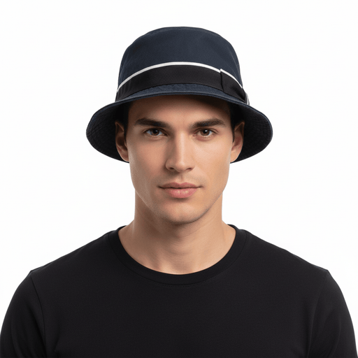 Dolce & Gabbana Men’s Grey Pure Cotton Bucket Hat with Bow Band-Adult M