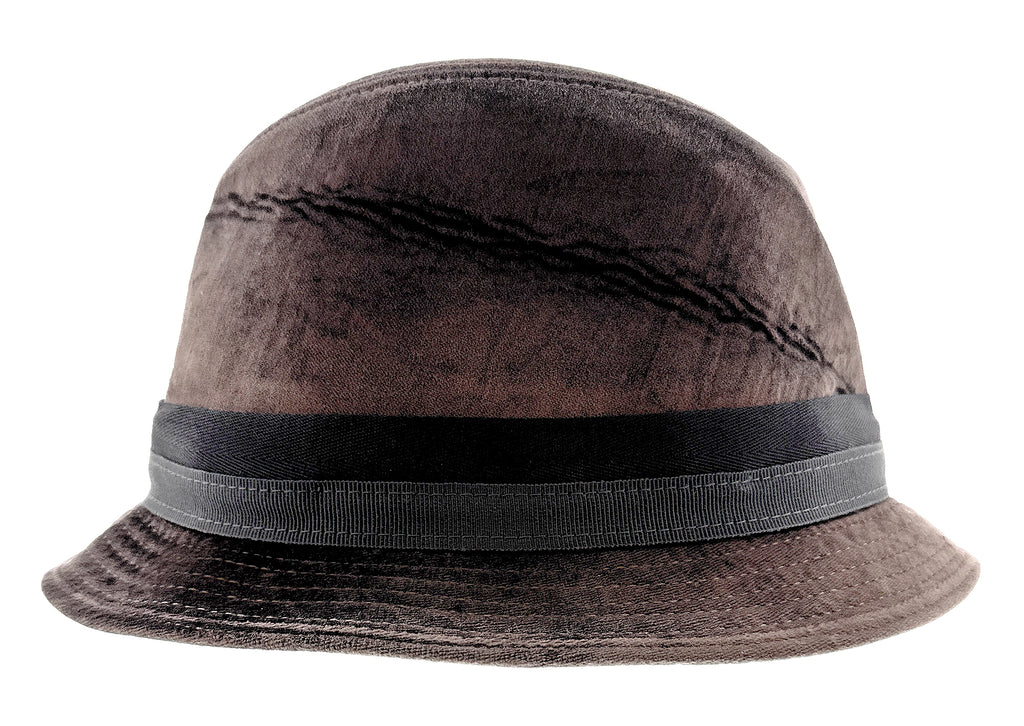 Dolce & Gabbana Men's Brown Velvet Bucket Hat with Grosgrain Ribbon Band-59