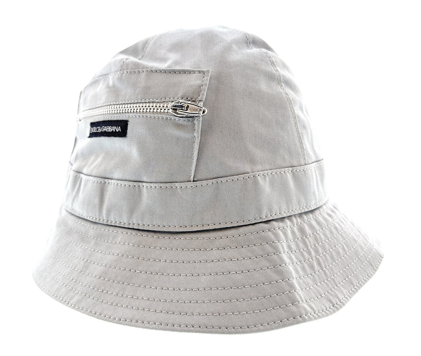 Dolce & Gabbana Beige Cotton Zipper Fishermans Hat-Adult M