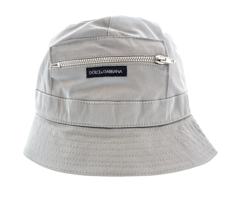 Dolce & Gabbana Beige Cotton Zipper Fishermans Hat-Adult M