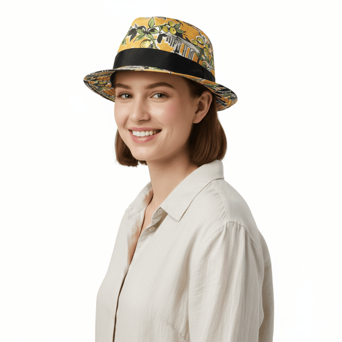 Dolce & Gabbana Silk Yellow Lemon Printed Sun Hat