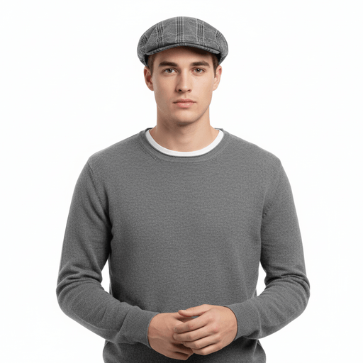Dolce & Gabbana  Dark Grey Plaid Vintage Flat Cap-58