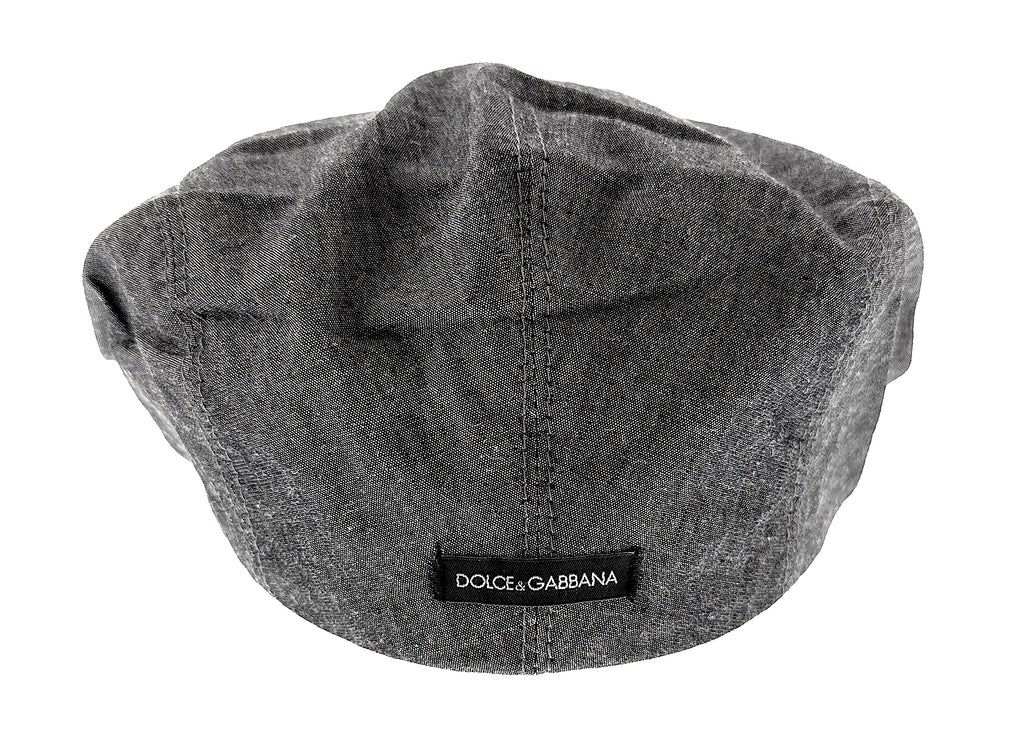 Dolce & Gabbana Dark Grey Cotton Blend  Flat Cap-59