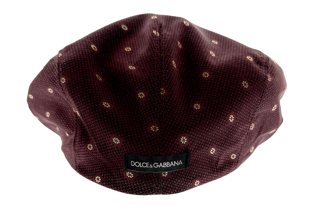 Dolce & Gabbana  Burgundy Vintage Print Flat Cap-58