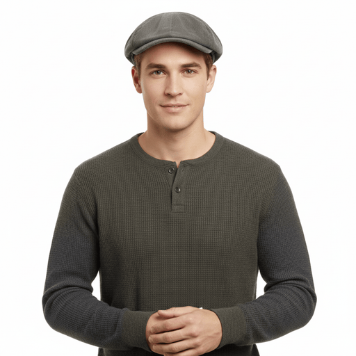 Dolce & Gabbana Light Grey Vintage Print  Linen Blend Flat Cap-