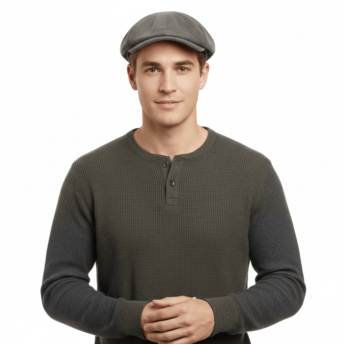 Dolce & Gabbana Light Grey Vintage Print  Linen Blend Flat Cap-
