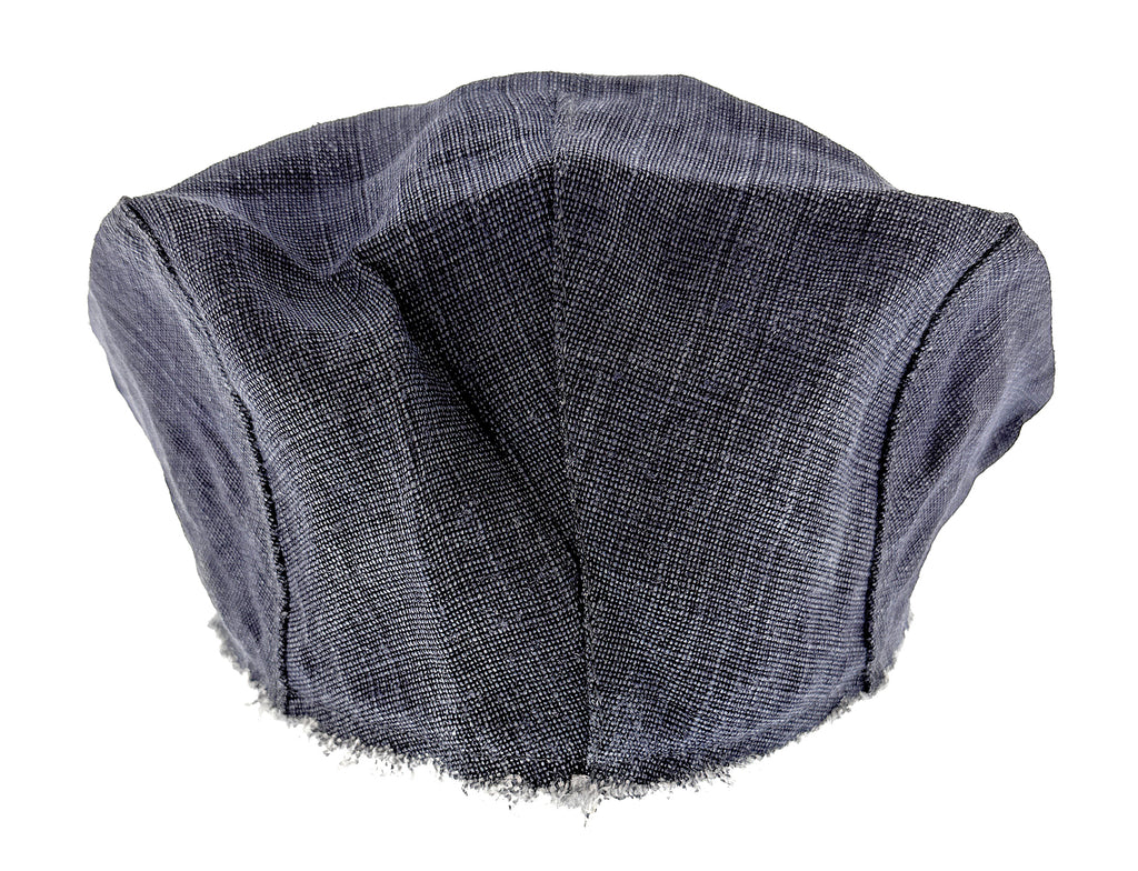 Dolce & Gabbana  Navy Blue Vintage Print Frayed Flat Cap-