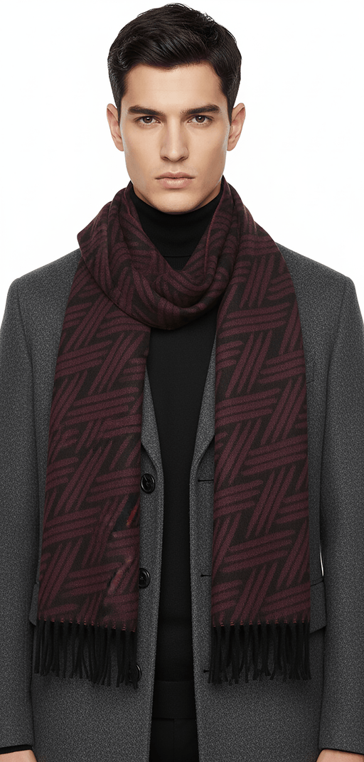 Lanvin Red Rich Burgundy 100% Cashmere Scarf