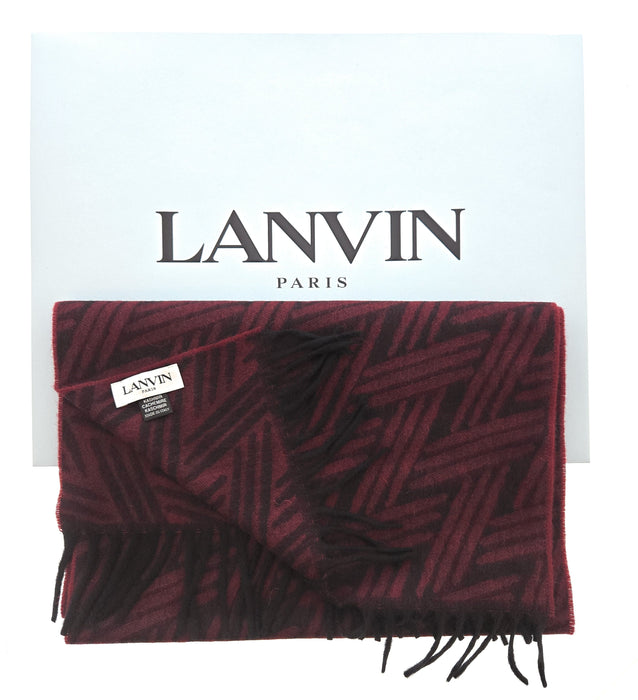 Lanvin Red Rich Burgundy 100% Cashmere Scarf