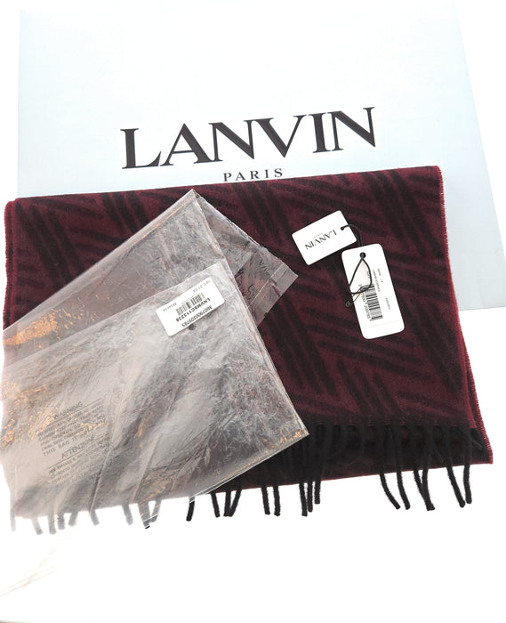 Lanvin Red Rich Burgundy 100% Cashmere Scarf