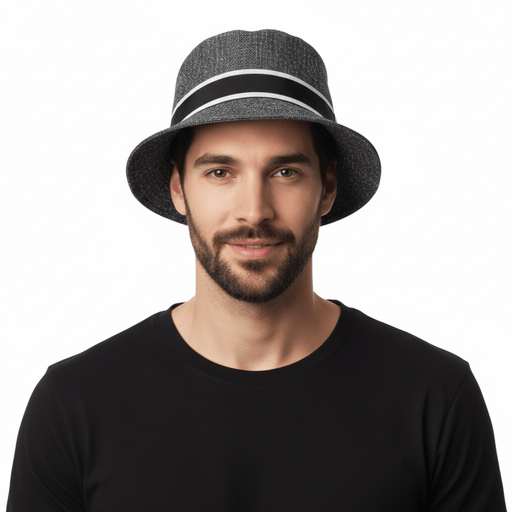 Dolce & Gabbana Grey Silk Blend Bucket with Bow Band -Adult S
