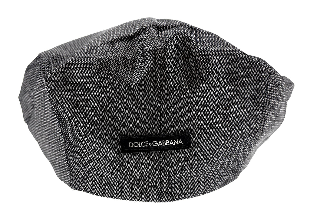 Dolce & Gabbana Men's Herringbone Flat Cap - Classic Black and Gray Ivy Newsboy Hat-58