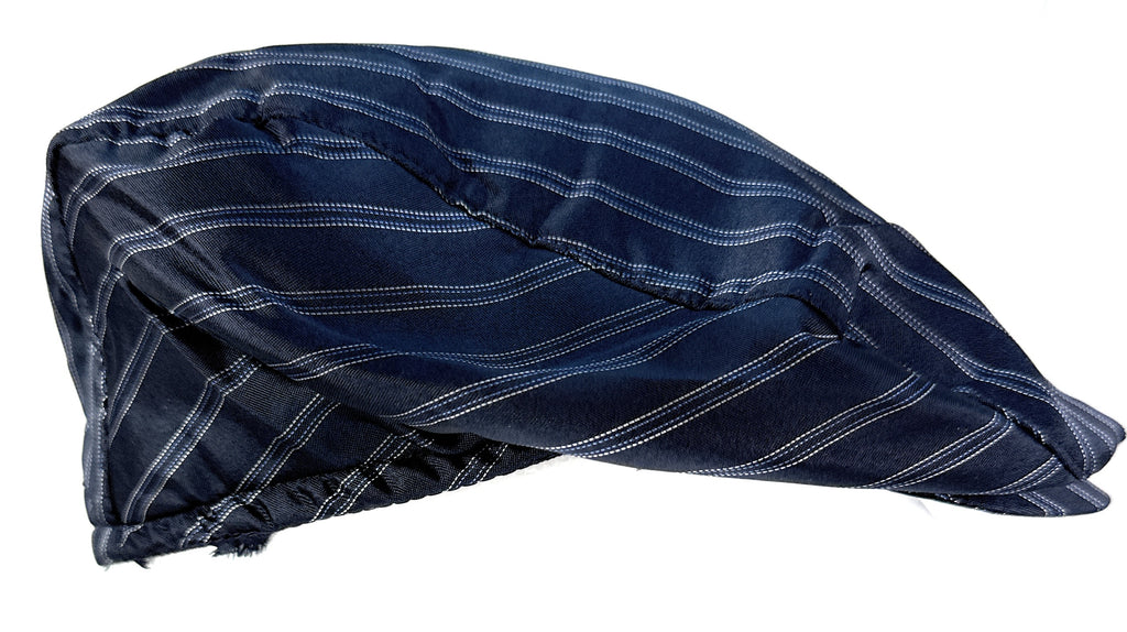 Dolce & Gabbana Blue Striped Pure Silk Newsboy Cap