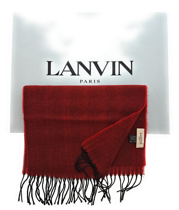 Lanvin Bright Red Luxurious Modern 100% Virgin Wool Scarf