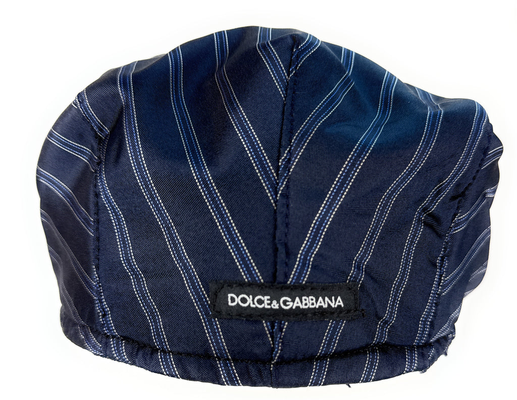 Dolce & Gabbana Blue Striped Pure Silk Newsboy Cap