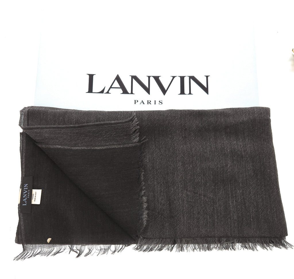 Lanvin Gray Luxurious Modern Pure Cashmere Scarf