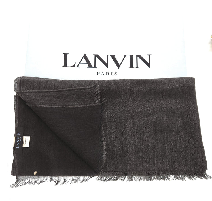 Lanvin Gray Luxurious Modern 100% Cashmere Scarf
