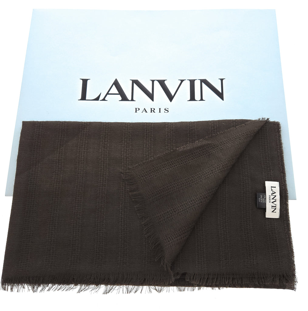 Lanvin Brown Luxurious Modern Cashmere SIlk Blend Scarf