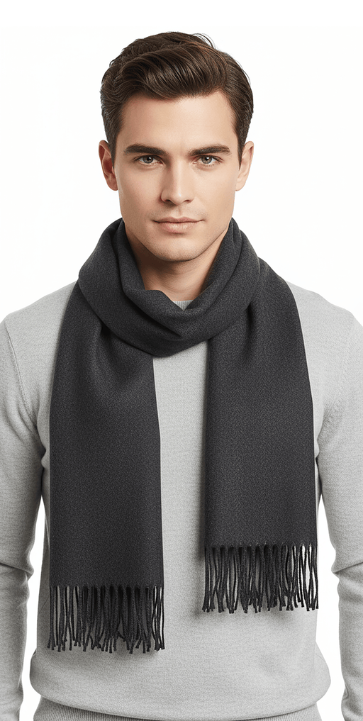 Lanvin Black Luxurious Modern 100% Wool Scarf