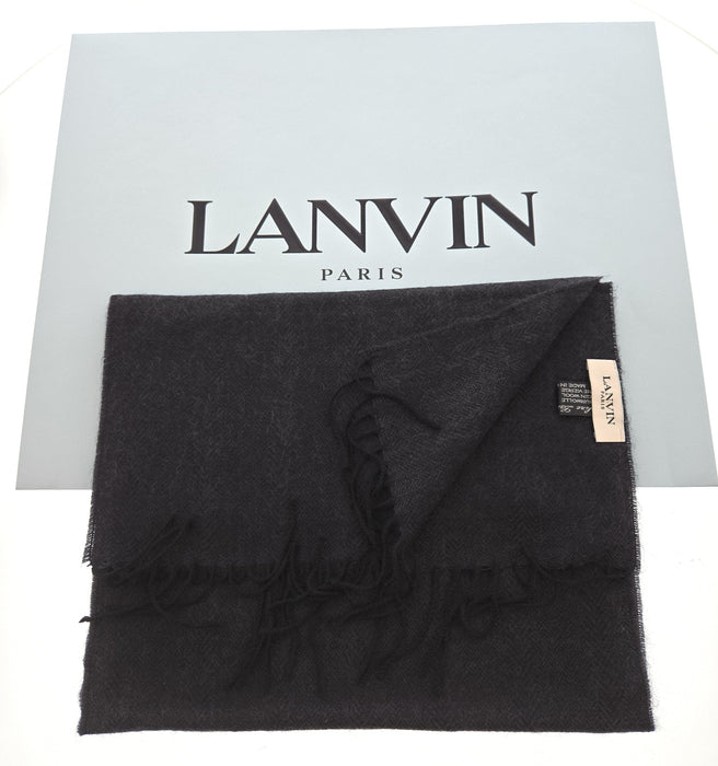 Lanvin Black Luxurious Modern 100% Wool Scarf