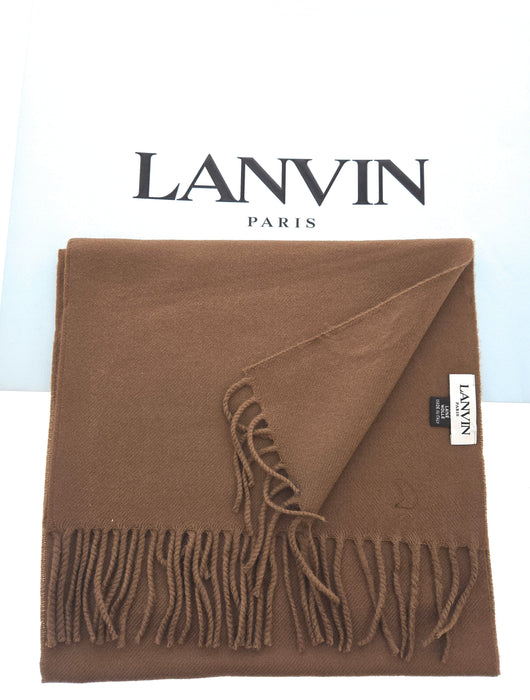 Lanvin Brown Luxurious Modern 100% Wool Scarf