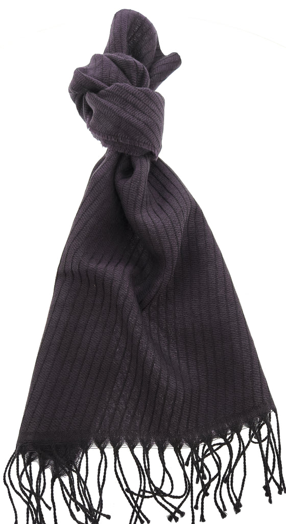 Lanvin 100% Wool Scarf – Elegant Purple Fringed Wrap