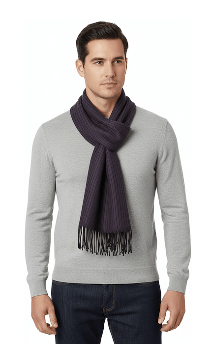 Lanvin 100% Wool Scarf – Elegant Purple Fringed Wrap