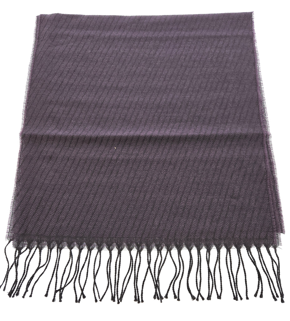 Lanvin Pure Wool Scarf – Elegant Purple Fringed Wrap