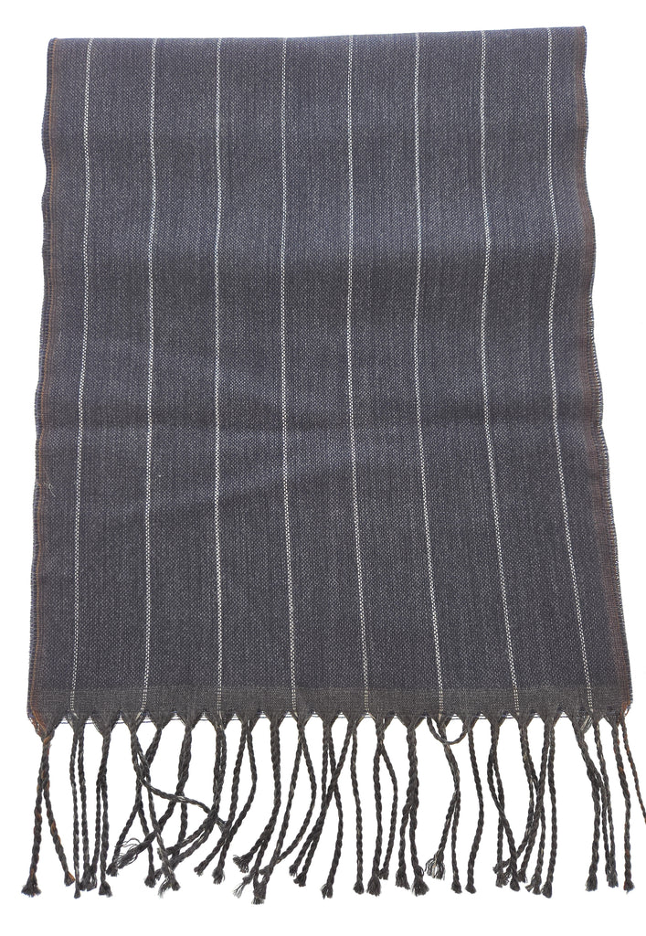 Lanvin Pure Wool Scarf – Black Pinstripe Design, Lightweight