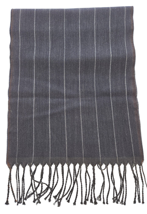 Lanvin 100% Wool Scarf – Black Pinstripe Design, Lightweight