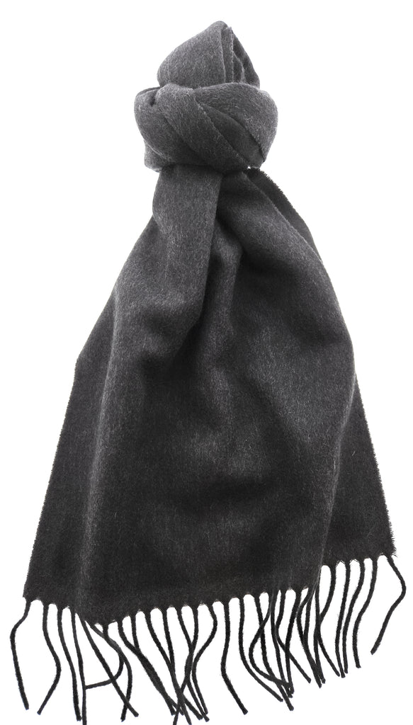 Lanvin 100% Cashmere Scarf – Soft Charcoal Grey Wrap,Fringed Elegance