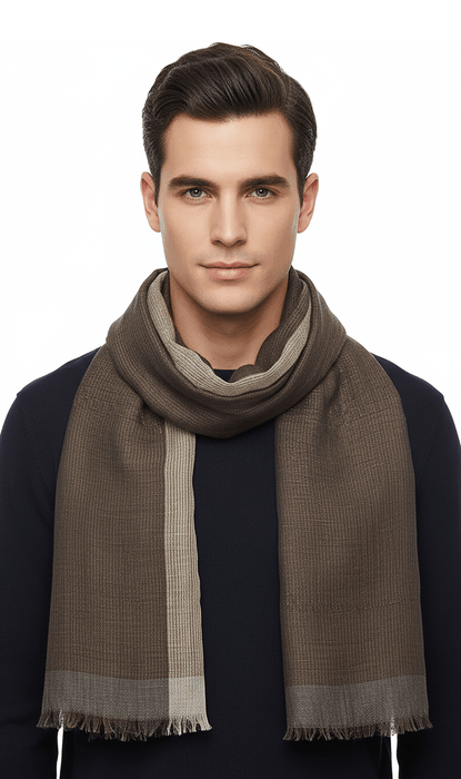 Lanvin Linen-Cotton Blend Scarf – Lightweight Brown Wrap,  Breathable Design