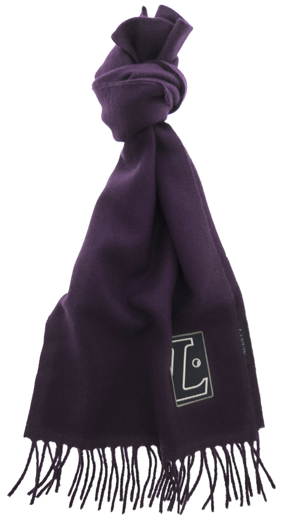 Lanvin Soft Luxurious 100% Wool Purple Fringe Scarf