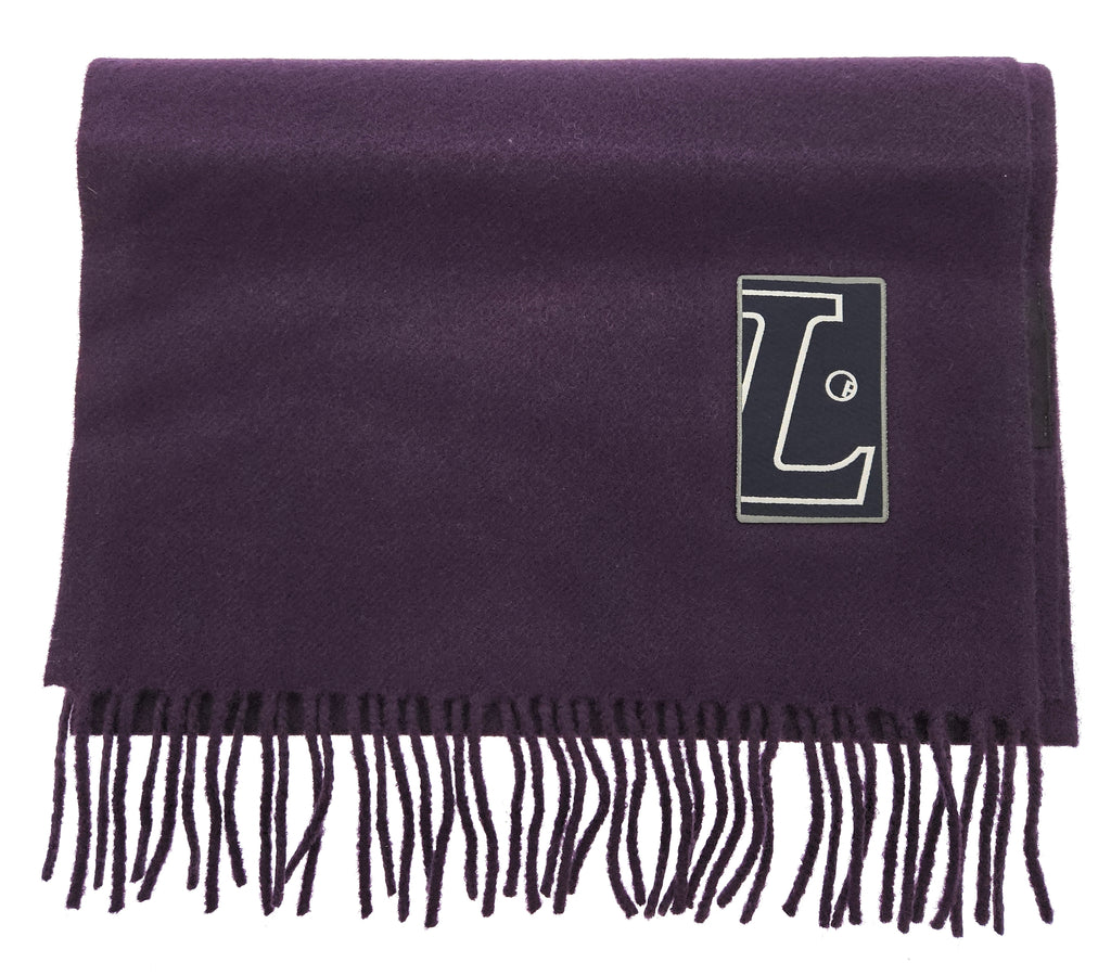 Lanvin Soft Luxurious Pure Wool Purple Fringe Scarf