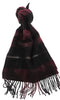 Lanvin 100% Wool Scarf – Plaid Burgundy and Black,  Fringed Winter Wrap