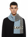 Lanvin 100% Wool Scarf – Chevron Pattern in Blue and Black, Bold Logo Design