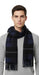 Lanvin 100% Wool Scarf – Plaid Black and Blue, Elegant Fringed Design