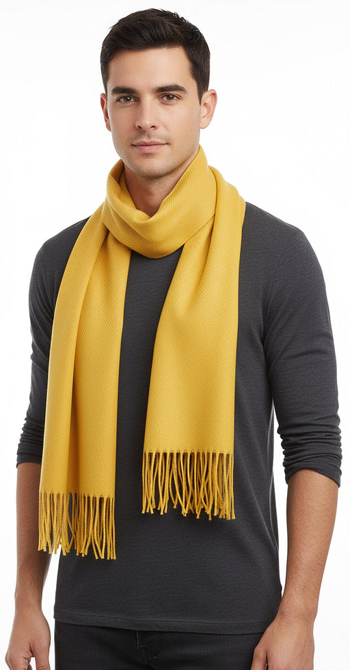 Lanvin Soft Luxurious Cashmere and Wool Yellow Fringe Scarf