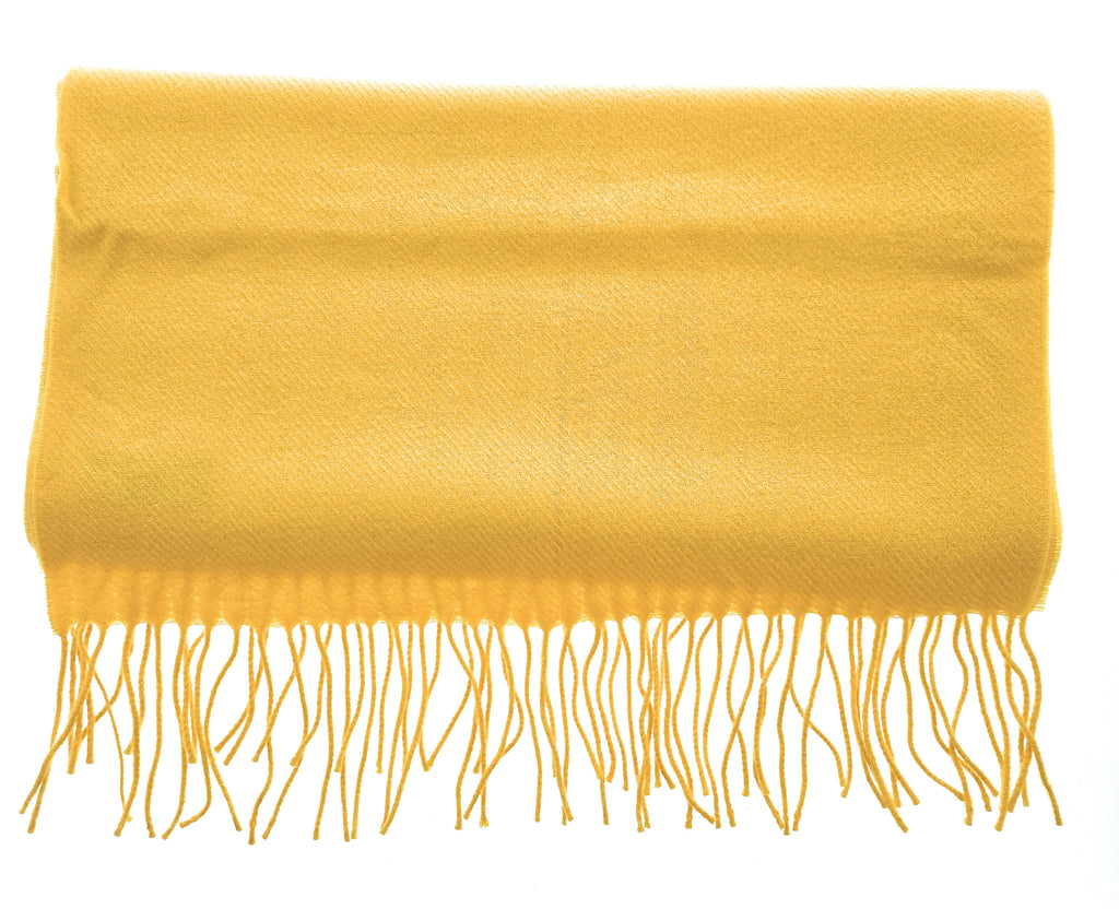 Lanvin Soft Luxurious Cashmere and Wool Yellow Fringe Scarf