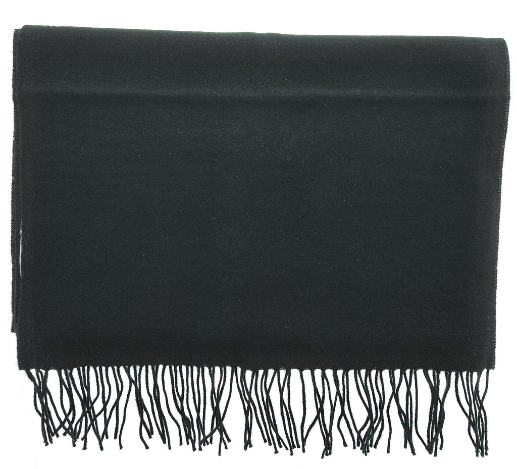 Lanvin Soft Luxurious Cashmere and Wool Green Fringe Scarf