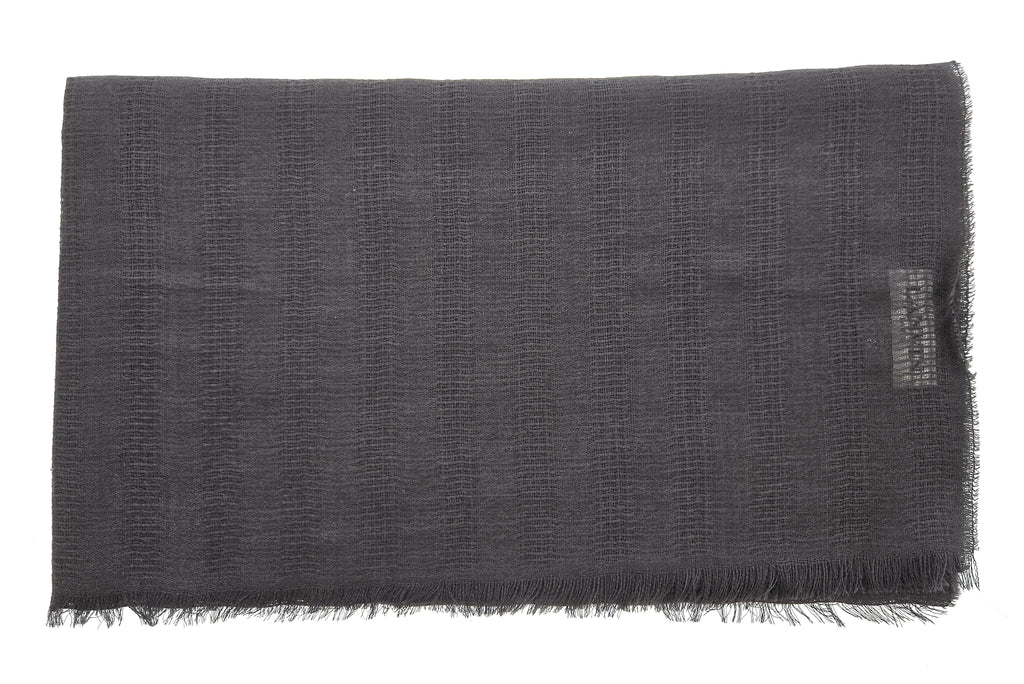 Lanvin Soft Luxurious Cashmere and Silk Gray Fringe Scarf