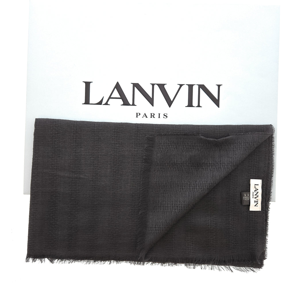 Lanvin Soft Luxurious Cashmere and Silk Gray Fringe Scarf