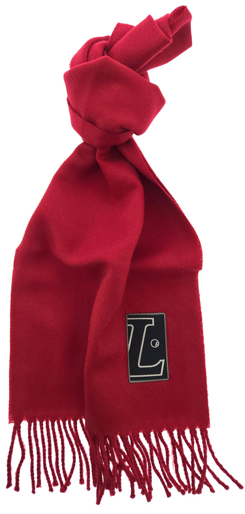 Lanvin Soft Luxurious 100% Wool Red Fringe Scarf