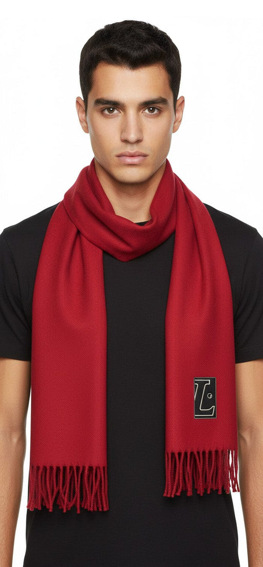 Lanvin Soft Luxurious 100% Wool Red Fringe Scarf