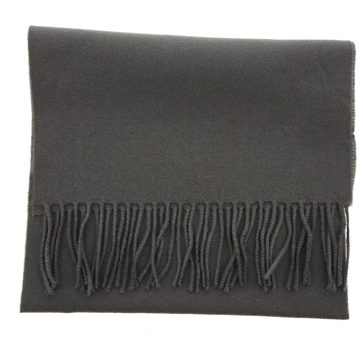 Lanvin 100% Wool Taupe Grey Scarf with Fringed Edges Luxury Accessory