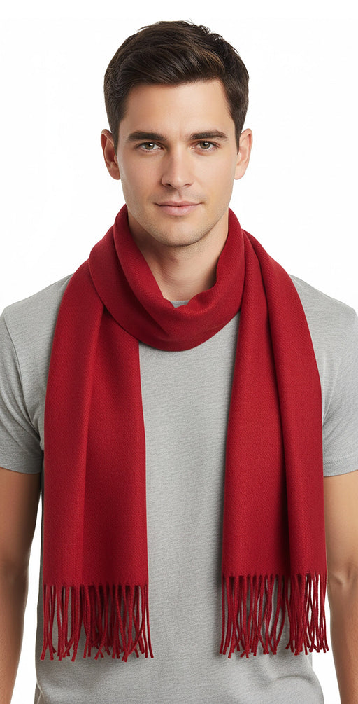 Lanvin Soft Luxurious Cashmere and Wool Red Fringe Scarf
