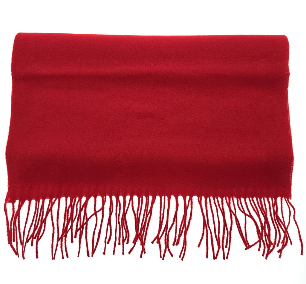 Lanvin Soft Luxurious Cashmere and Wool Red Fringe Scarf