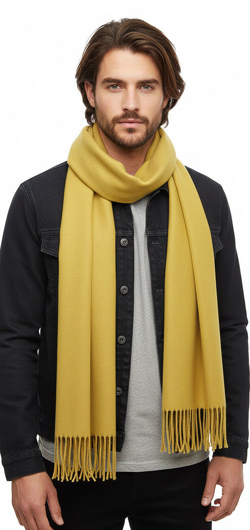 Lanvin Soft Luxurious Cashmere and Wool Yellow Fringe Scarf