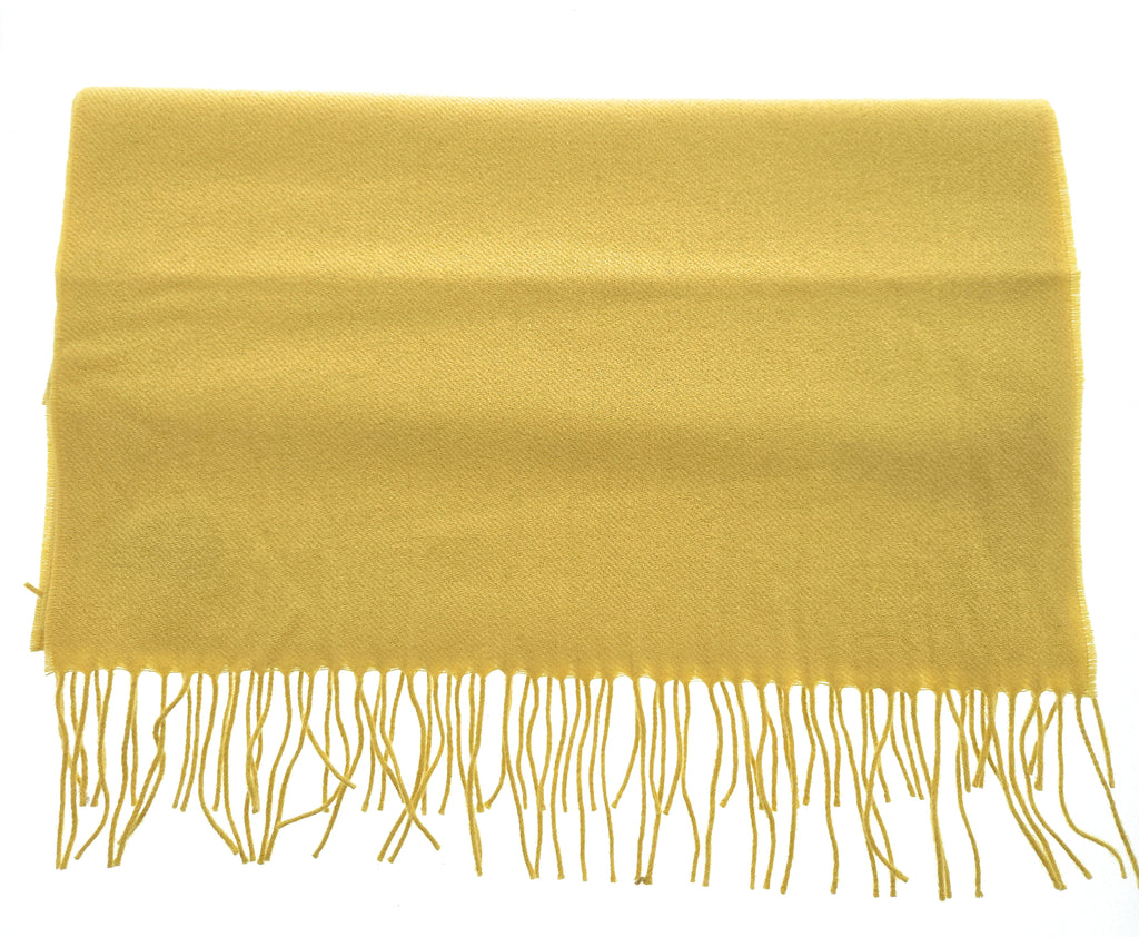 Lanvin Soft Luxurious Cashmere and Wool Yellow Fringe Scarf