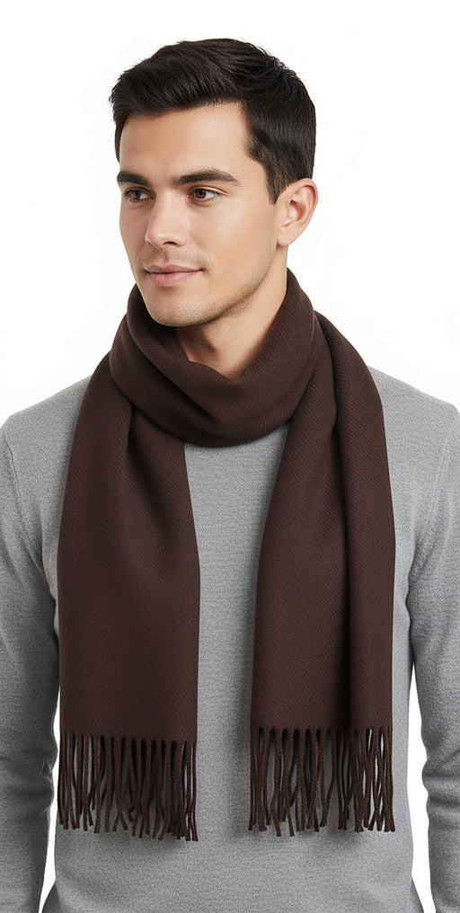 Lanvin Soft Luxurious Cashmere and Wool brown Fringe Scarf